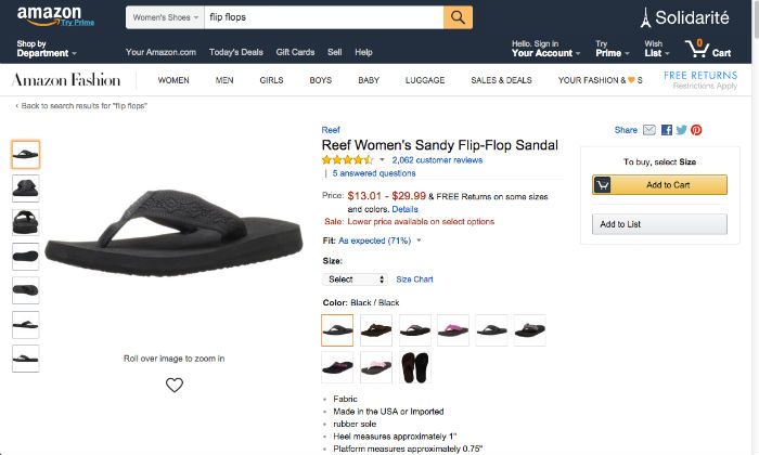 Amazon flip-flops screenshot