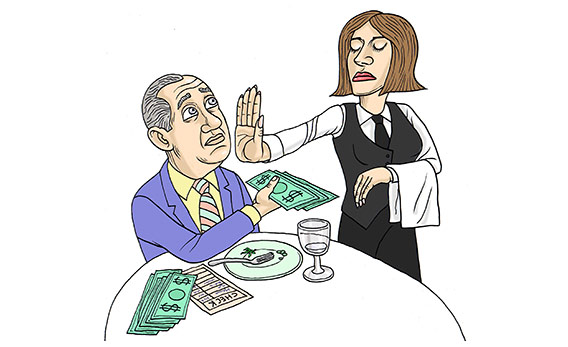 waitress refusing tip